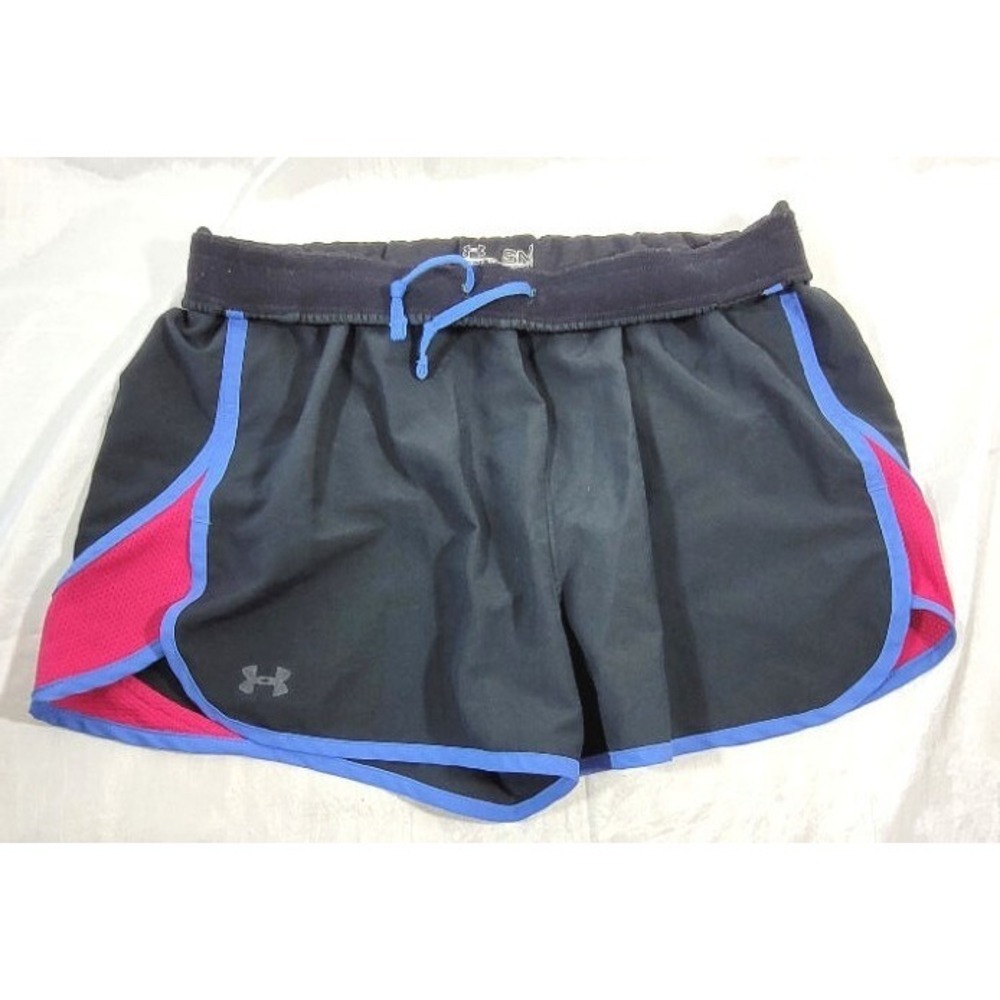 Under Armour Women's Fold‎ Down Waist Running Shorts w/ Brief - Black/Pink - S